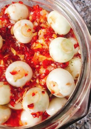 Hình của món Cà pháo ngâm chua ngọt, giòn lâu, trắng đẹp.