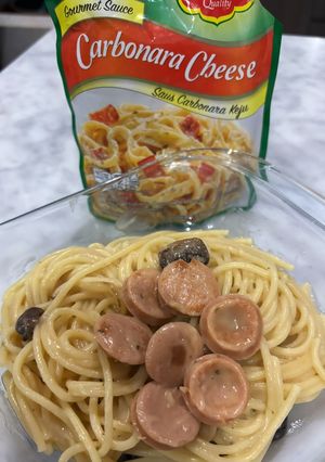 Foto resep Spaghetti Carbonara Cheese (Saus Instan)