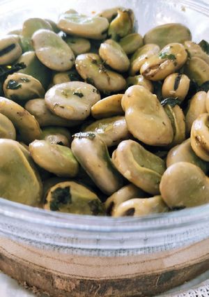 A picture of Boiled Fava Beans with Garlic and Mint.