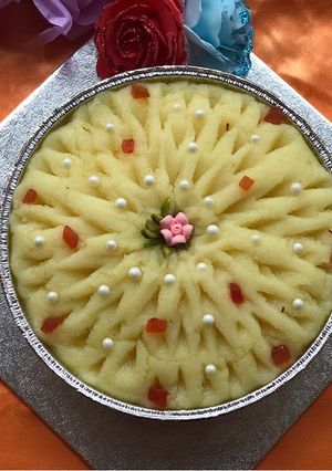 A picture of Semolina Halwa dussehra.