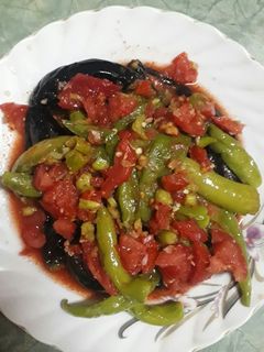 صورة لوصفة طبق باذنجان وفلفل نار 💥