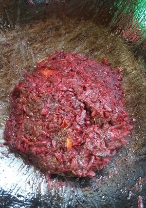 A picture of Beet and carrot bhaji.