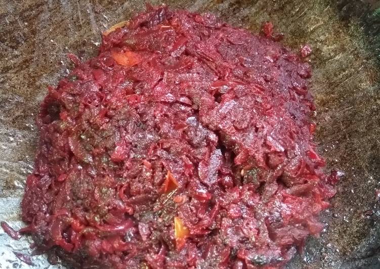 Beet and carrot bhaji