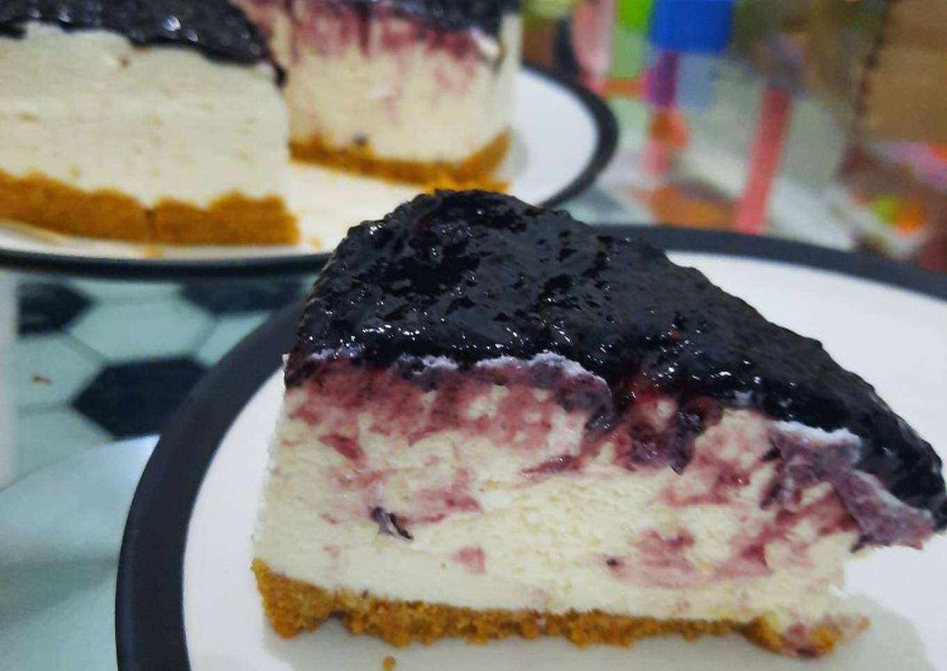 Unbaked Blueberry Cheesecake
