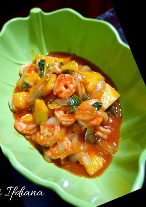 Foto resep Udang asam manis tabur nanas