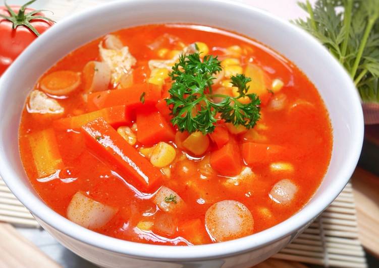Sup Merah / tomato soup simple