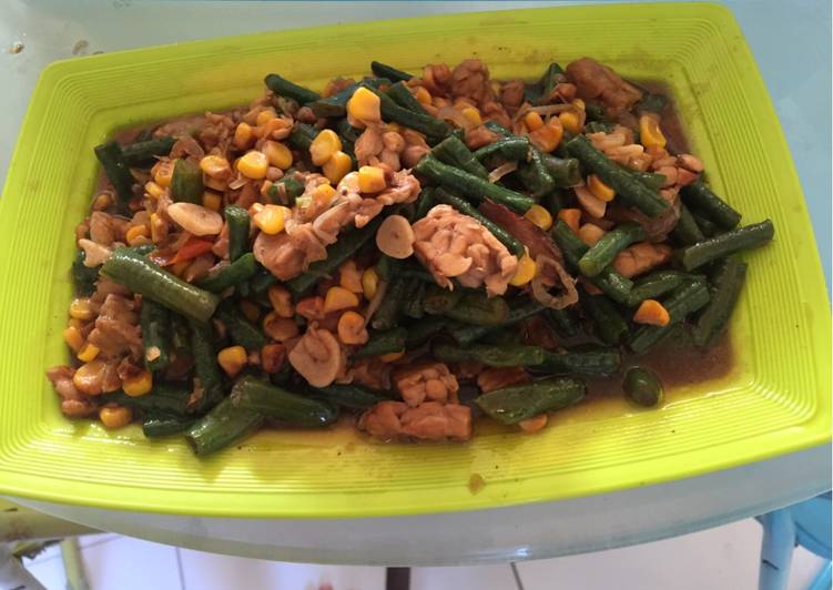 Tumis Kacang Panjang mix Tempe