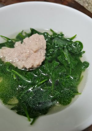 รูปของ แกงจืดผักวอเตอร์เครสกับหมูเด้ง