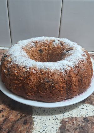 Una foto de Budín integral de avena, arándanos y yogur sabor a duraznos con limón🍋🫐