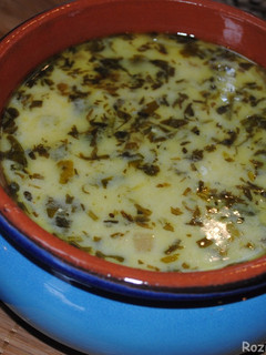A picture of Azerbaijani yogurt soup herbs.