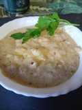 Porrada, crema de puerros en salsa de almendras