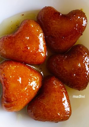 A picture of Gulab jamun (Heart Shaped).