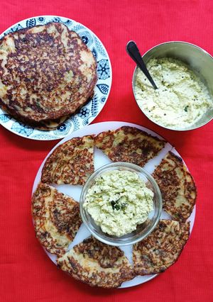 A picture of A Unique Uttapam and Coconut Chutney.