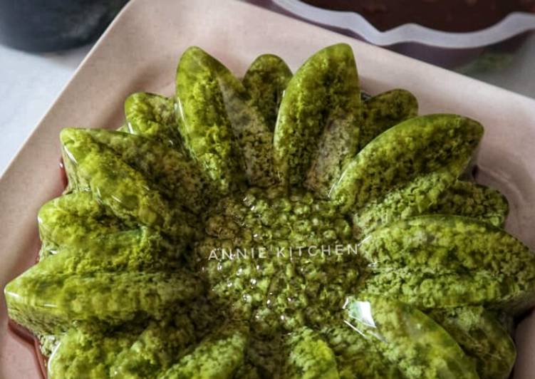 Cara buat Puding lumut Moringa coklat  yang Sedap