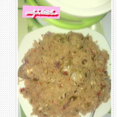 A picture of RICE and beans jollof.