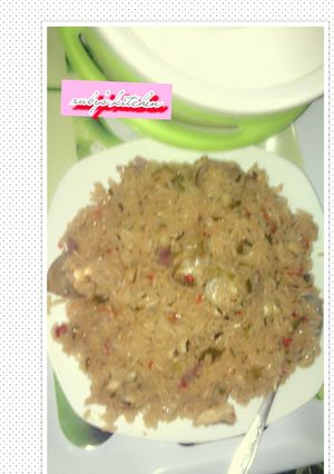 A picture of RICE and beans jollof.