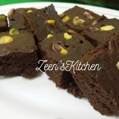 A picture of Microwave Fudgy Pistachio Brownies.