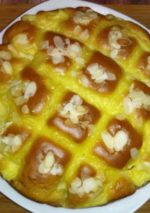 صورة لوصفة كيكة 🍰 بالكريمة واللوز افيلي