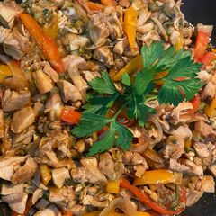 A picture of Fajita chicken from leftovers.