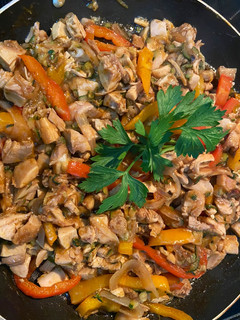 A picture of Fajita chicken from leftovers.
