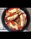 Berenjenas a la plancha con tomate y cebolla