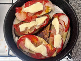 Berenjenas a la plancha con tomate y cebolla