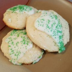 A picture of Lemon Ricotta Cookies w/ Lemon Glaze.