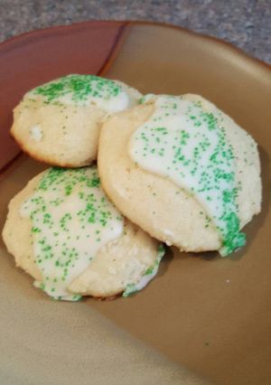 A picture of Lemon Ricotta Cookies w/ Lemon Glaze.