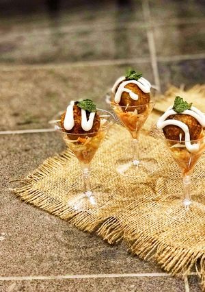 A picture of Potato cheese kabab shots.