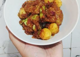 Tempe telur puyuh pete balado pedas manis