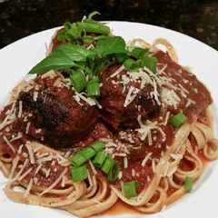 A picture of Brad's spaghetti and meatballs.