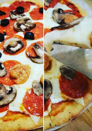 Una foto de Keto pizza / baja en carbohidratos, low carb pizza, cetogénica