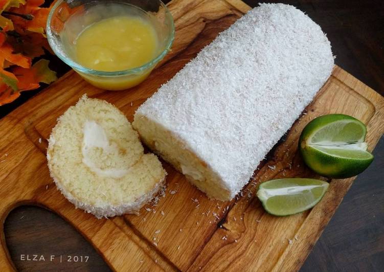 Resep Lemon Coconut Roll Cake Anti Gagal