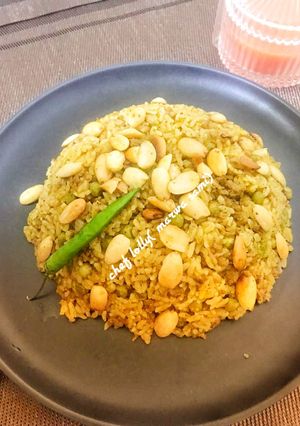 صورة لوصفة أرز باللحمه المفرومة والبسلة بطريقة سهلة والطعم روووعه