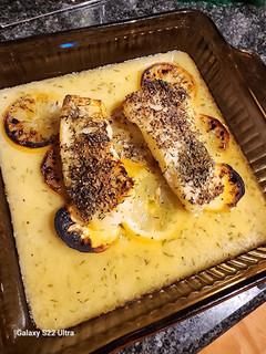 A picture of White Fish with Lemon Butter.