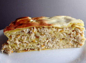 Фото Слоёный пирог из лаваша с курицей и грибами ПП.