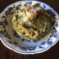 A picture of California Farm Green Mustard Potato Mash Dinner.