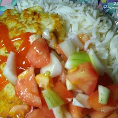 A picture of Chicken with Pico de Gallo.