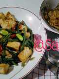 Telur dadar & Oseng kacang panjang tahu goreng
