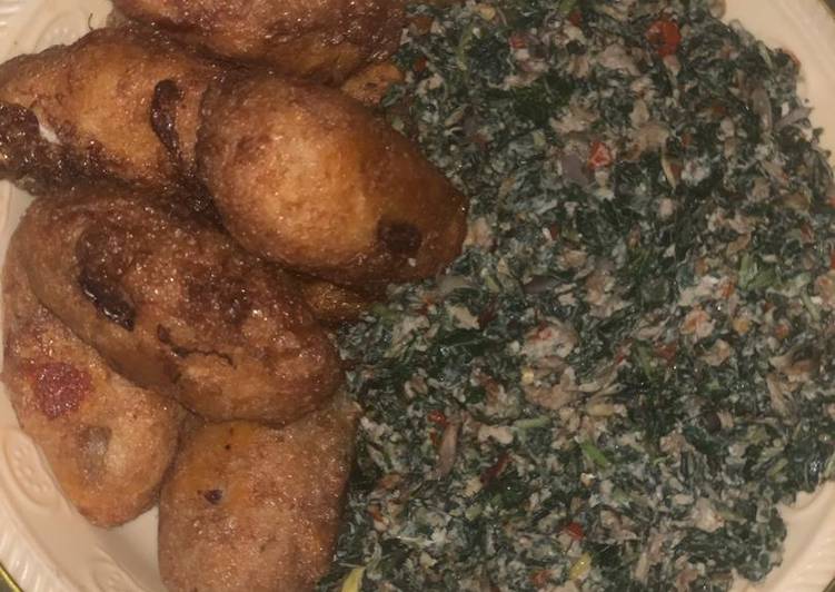 Easy Yam ball and spinach