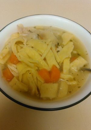 A picture of Chicken Noodle Soup (from scratch).