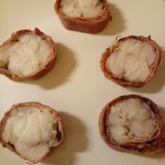 Monkfish wrapped in parma ham A picture of Monkfish wrapped in parma ham.