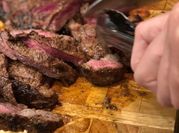 A picture of medium rare steak
