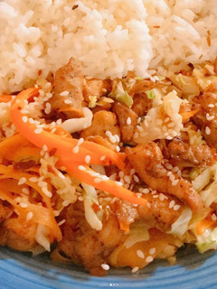 A picture of Mongolian Chicken Veggie Rice Toppings.
