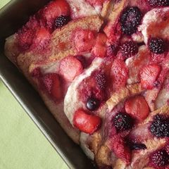 A picture of Dairy Free Berry Bread and Butter Pudding.