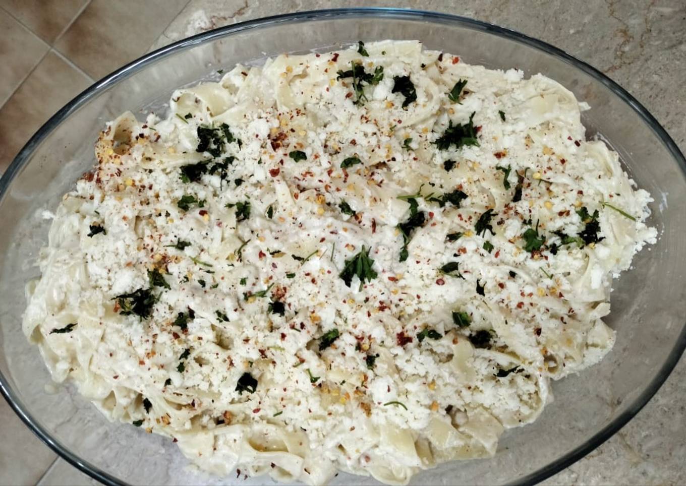 Fettuccine Alfredo pasta.(without chicken)
