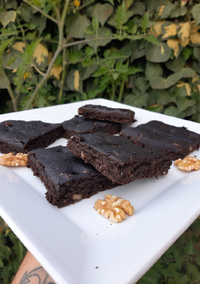 Una foto de Brownie vegano de chocolate