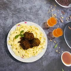 Tagliatelle Pasta with Meatballs A picture of Tagliatelle Pasta with Meatballs.