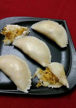 A picture of Jaggery Nariyal Jaggery pitha.
