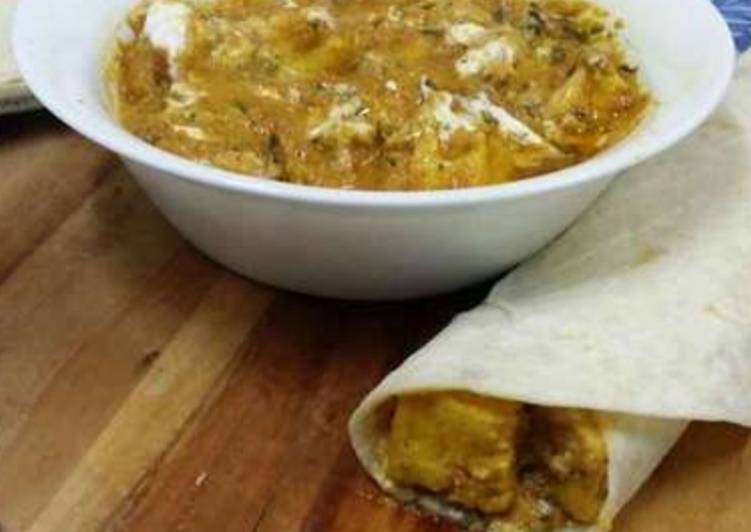Recipe of Super Quick Homemade Paneer Makhani Tortilla Wraps